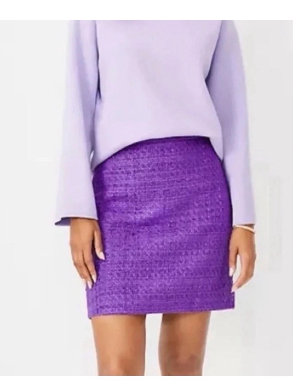 NWT $129 Ann Taylor Purple Tweed Skirt sz 0